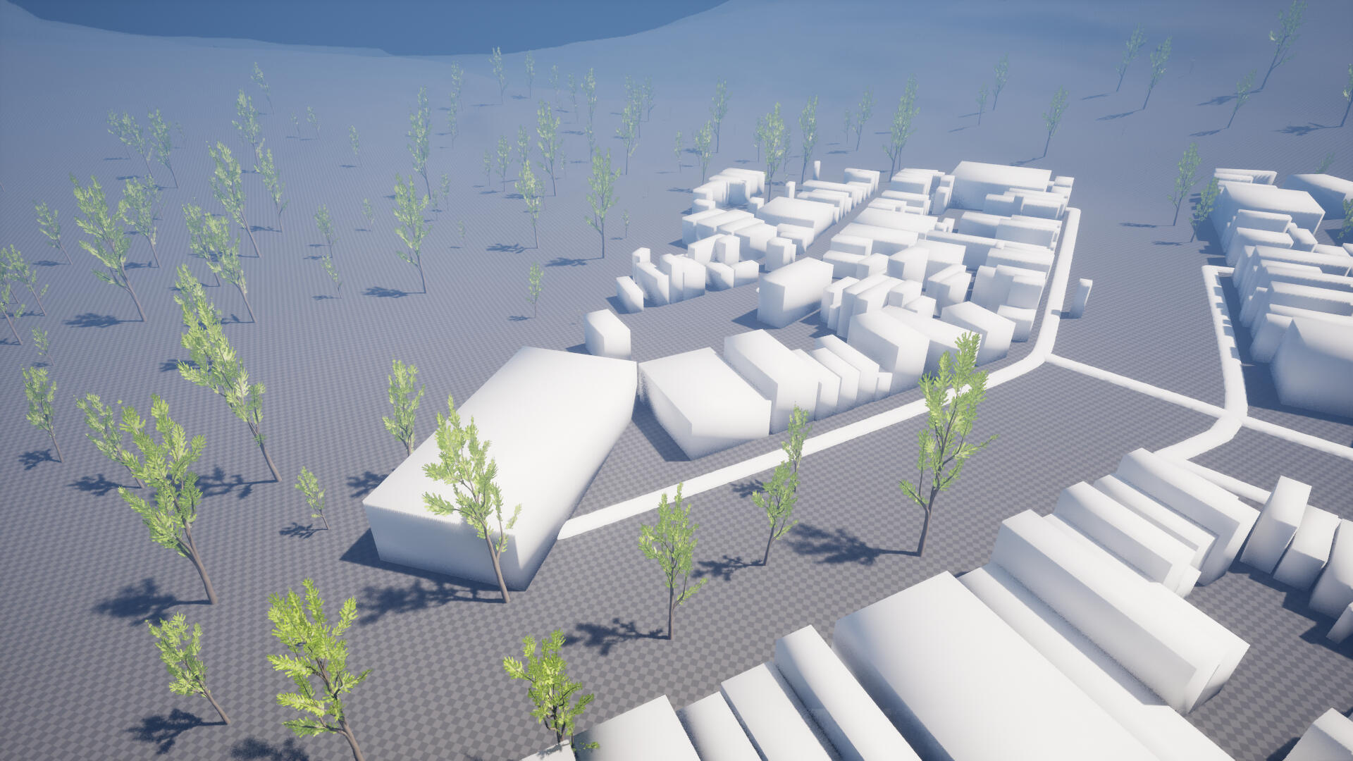 Basic buildings and roads in Unreal.